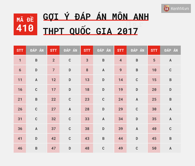 HOT: Gợi ý đáp án môn Anh kì thi tốt nghiệp THPTQG 2017 - Ảnh 1.